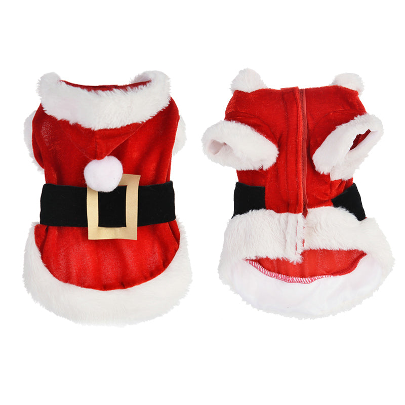 Santa Dog Costumes, Christmas Pet Dog Clothes Winter Hoodie Coat