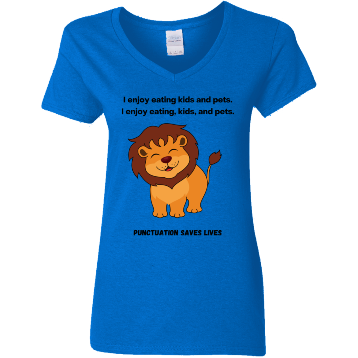 Punctuation Saves Lives Ladies' 5.3 oz. V-Neck T-Shirt