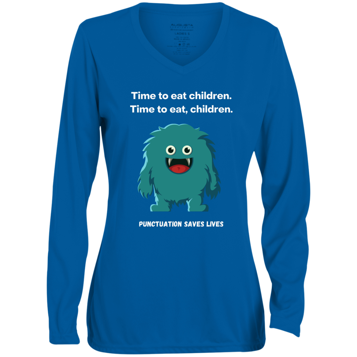 Time to Eat Children -  Moisture-Wicking Long Sleeve V-Neck Tee for Women