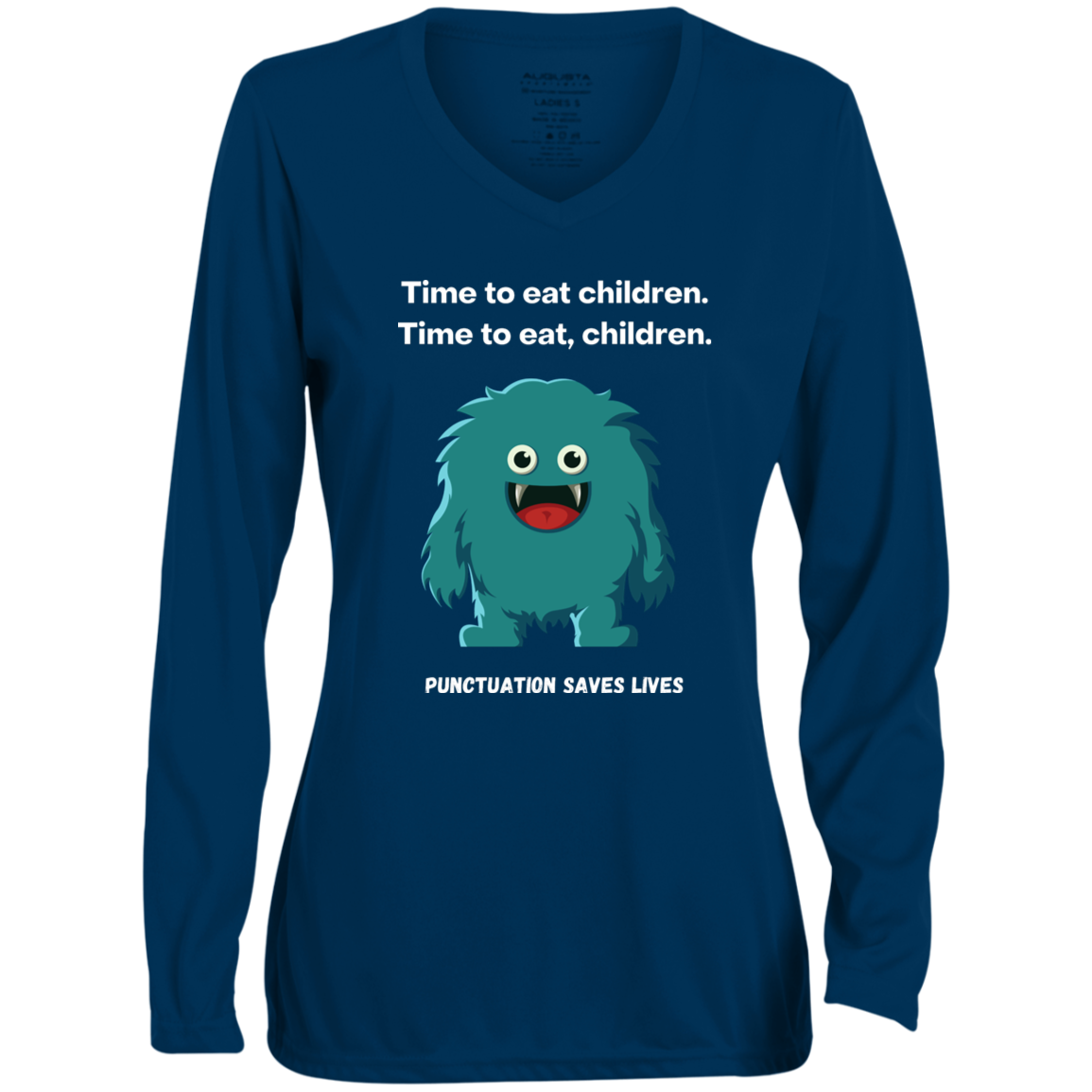 Time to Eat Children -  Moisture-Wicking Long Sleeve V-Neck Tee for Women