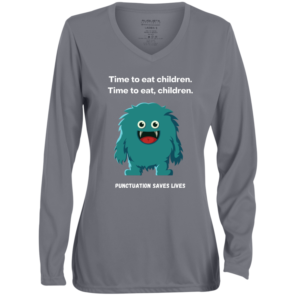 Time to Eat Children -  Moisture-Wicking Long Sleeve V-Neck Tee for Women