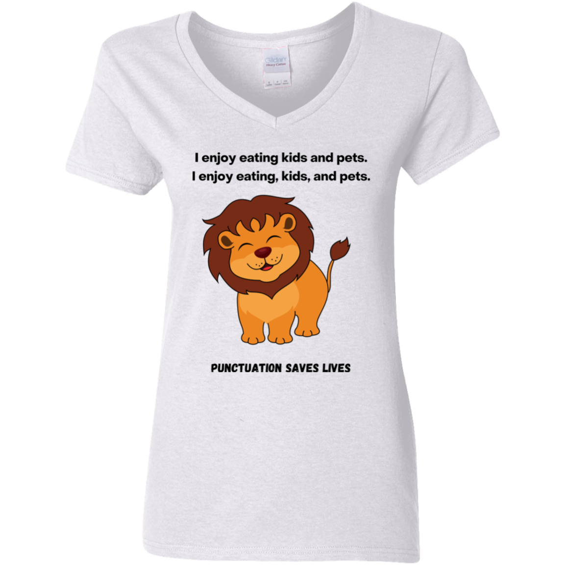 Punctuation Saves Lives Ladies' 5.3 oz. V-Neck T-Shirt