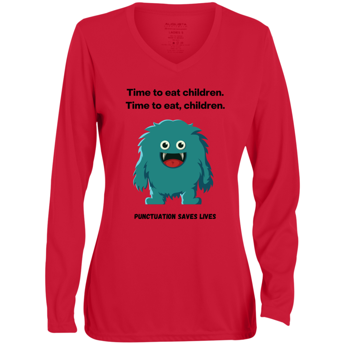 Humorous Moisture-Wicking Long Sleeve V-Neck Tee for Female Teachers