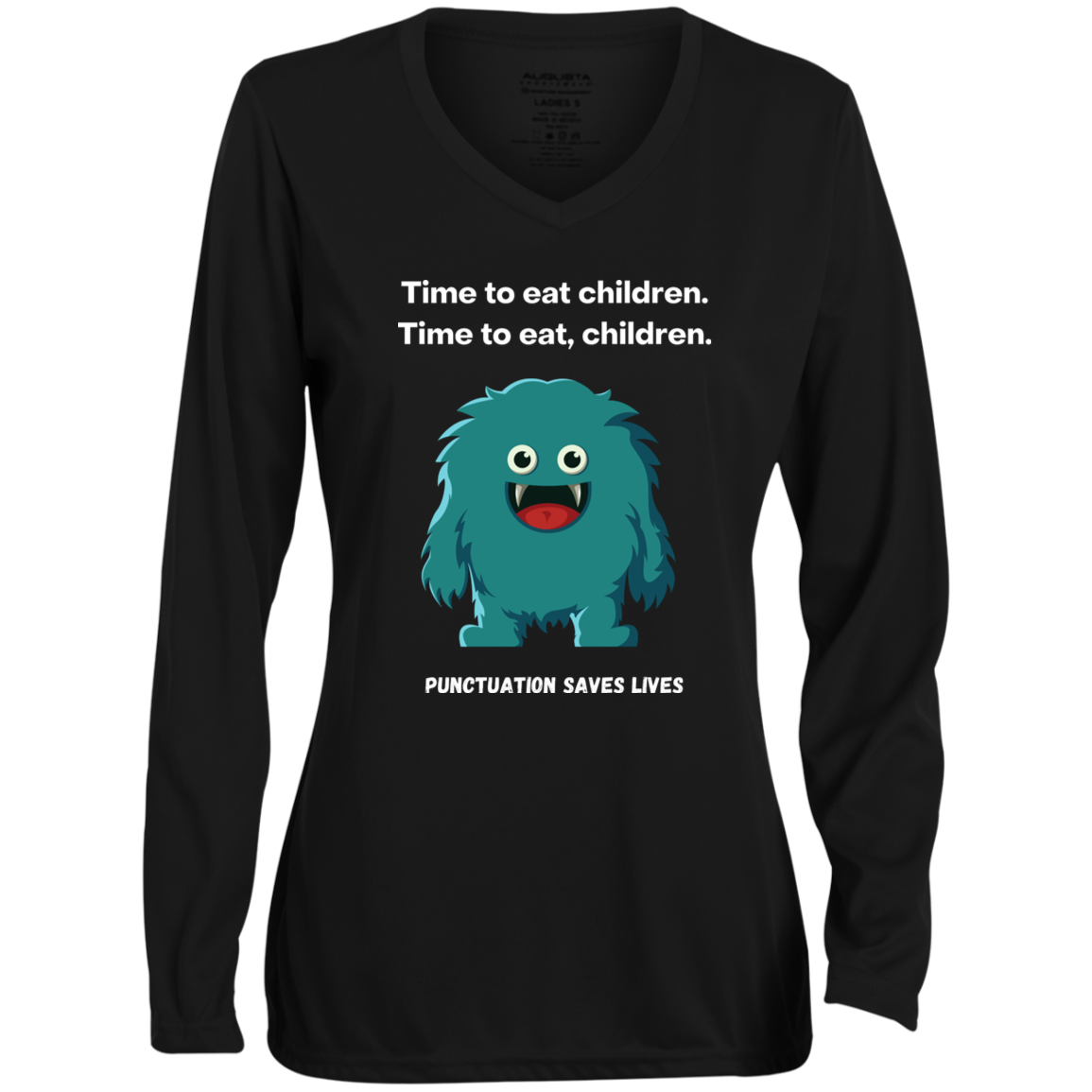 Time to Eat Children -  Moisture-Wicking Long Sleeve V-Neck Tee for Women