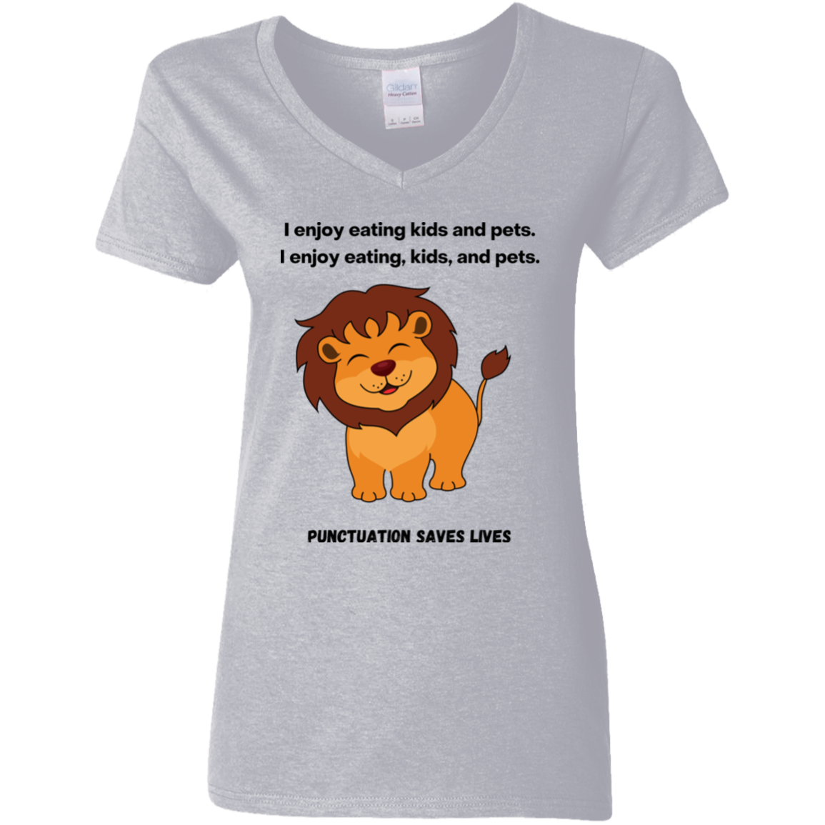 Punctuation Saves Lives Ladies' 5.3 oz. V-Neck T-Shirt