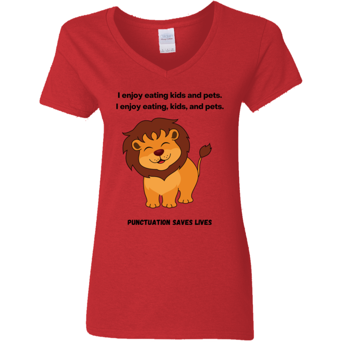 Punctuation Saves Lives Ladies' 5.3 oz. V-Neck T-Shirt