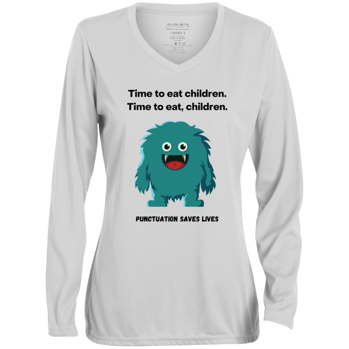 Humorous Moisture-Wicking Long Sleeve V-Neck Tee for Female Teachers