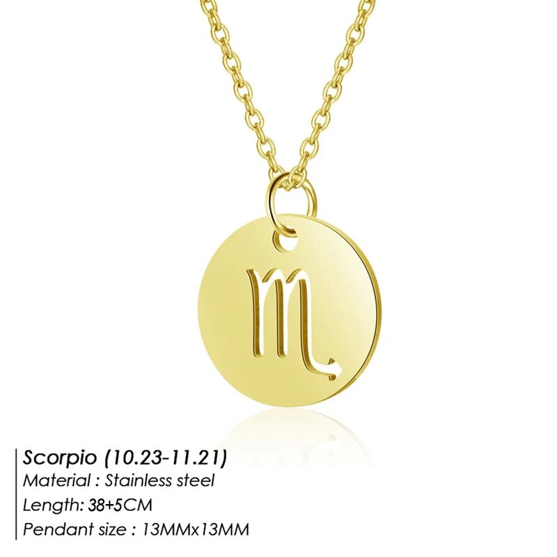 12 Horoscope Zodiac Sign Pendant Necklace Jewelry for Kids and Women