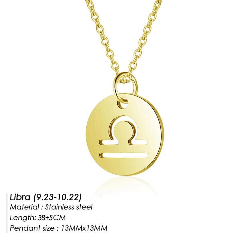 12 Horoscope Zodiac Sign Pendant Necklace Jewelry for Kids and Women