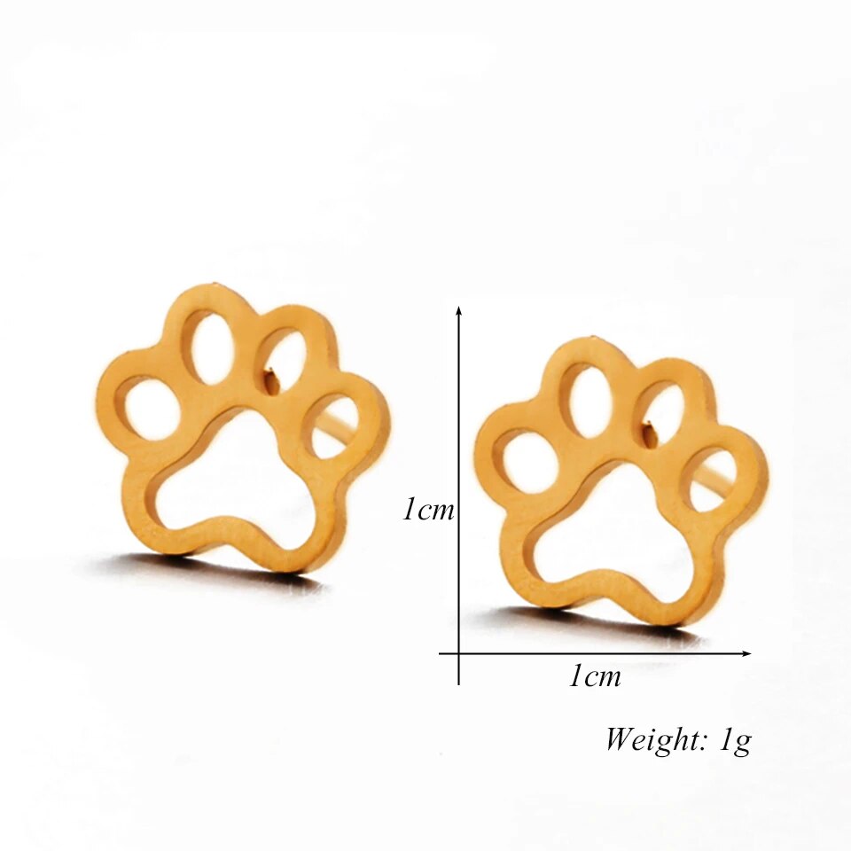 Pet Paw Stud Earrings Stainless Steel  for Women Girls Fashion Jewelry