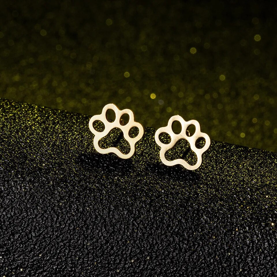 Pet Paw Stud Earrings Stainless Steel  for Women Girls Fashion Jewelry