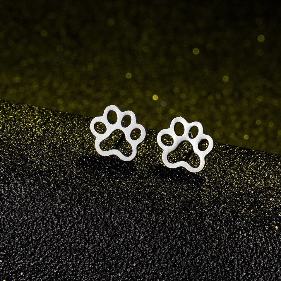 Pet Paw Stud Earrings Stainless Steel  for Women Girls Fashion Jewelry