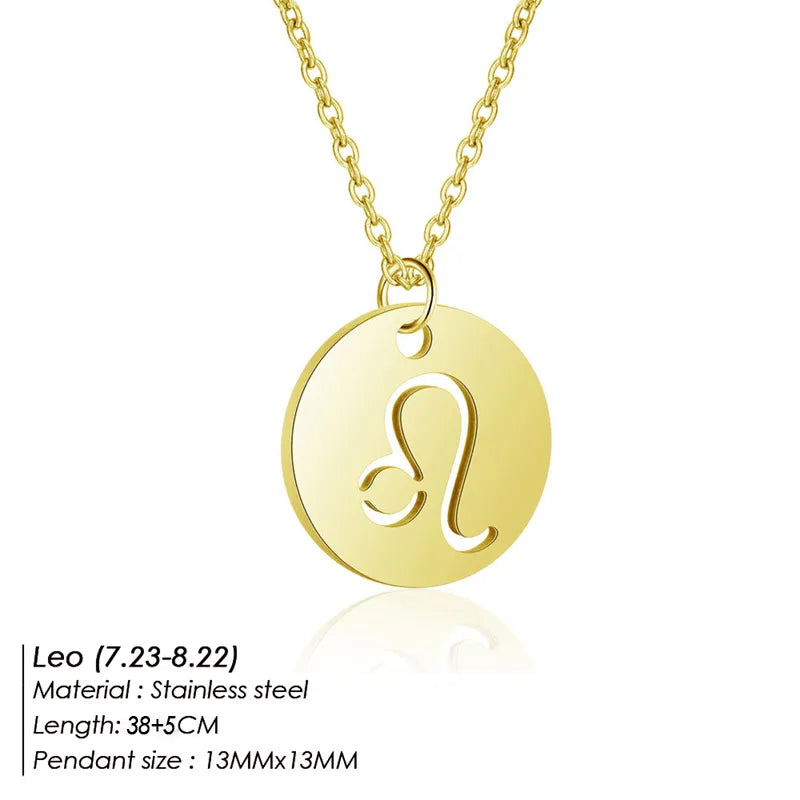 12 Horoscope Zodiac Sign Pendant Necklace Jewelry for Kids and Women