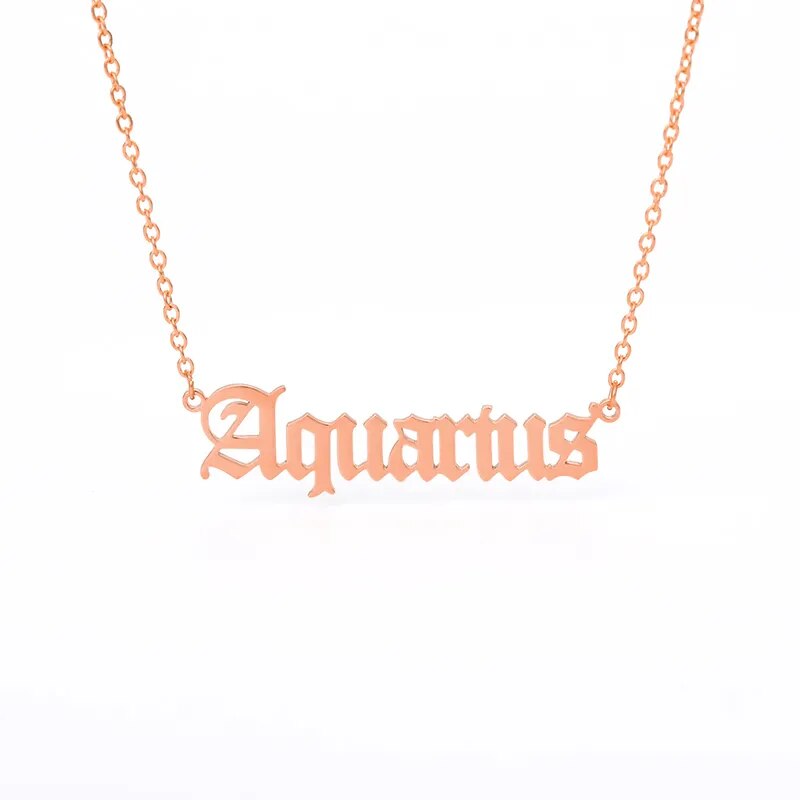 12 Zodiac Sign Letter Constellations Necklace Gift For Women Men