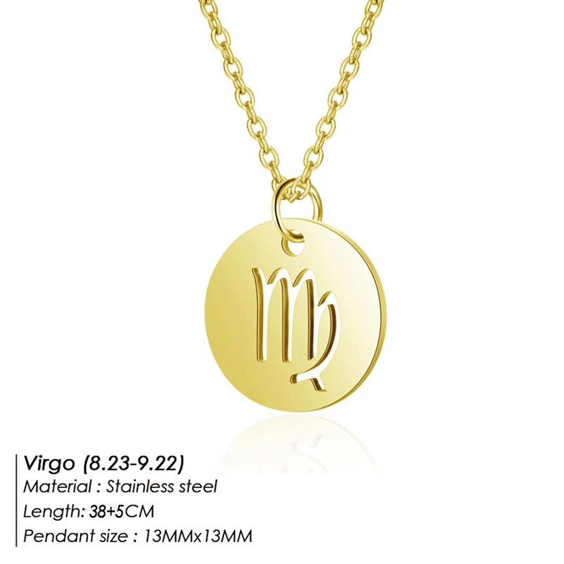 12 Horoscope Zodiac Sign Pendant Necklace Jewelry for Kids and Women