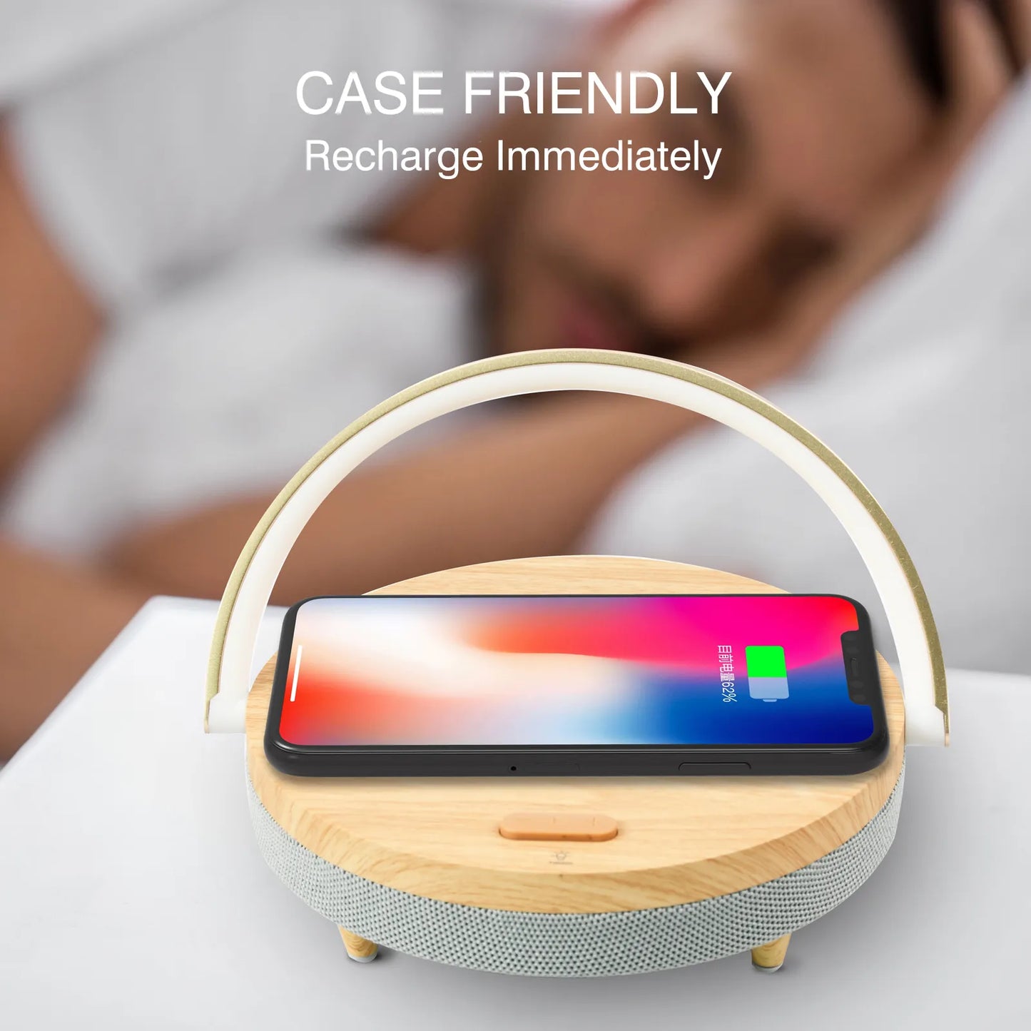 Wood Wireless Chargers LED Lamp Bluetooth Speaker