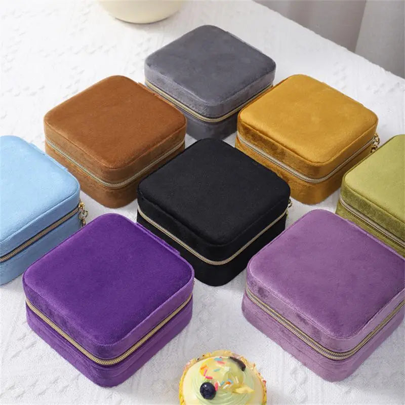 Portable Jewelry Box Gift  Velvet Storage Case Leather Organizer