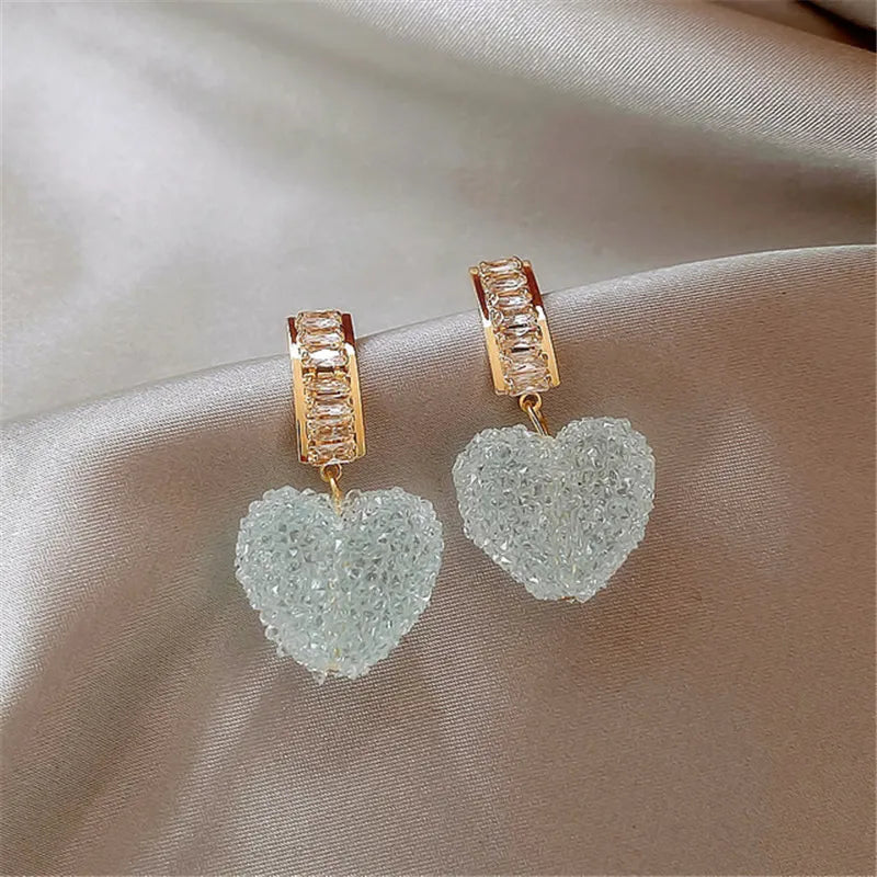 Lovely Pink Heart Dangle Fashion  Earrings Gift For Women