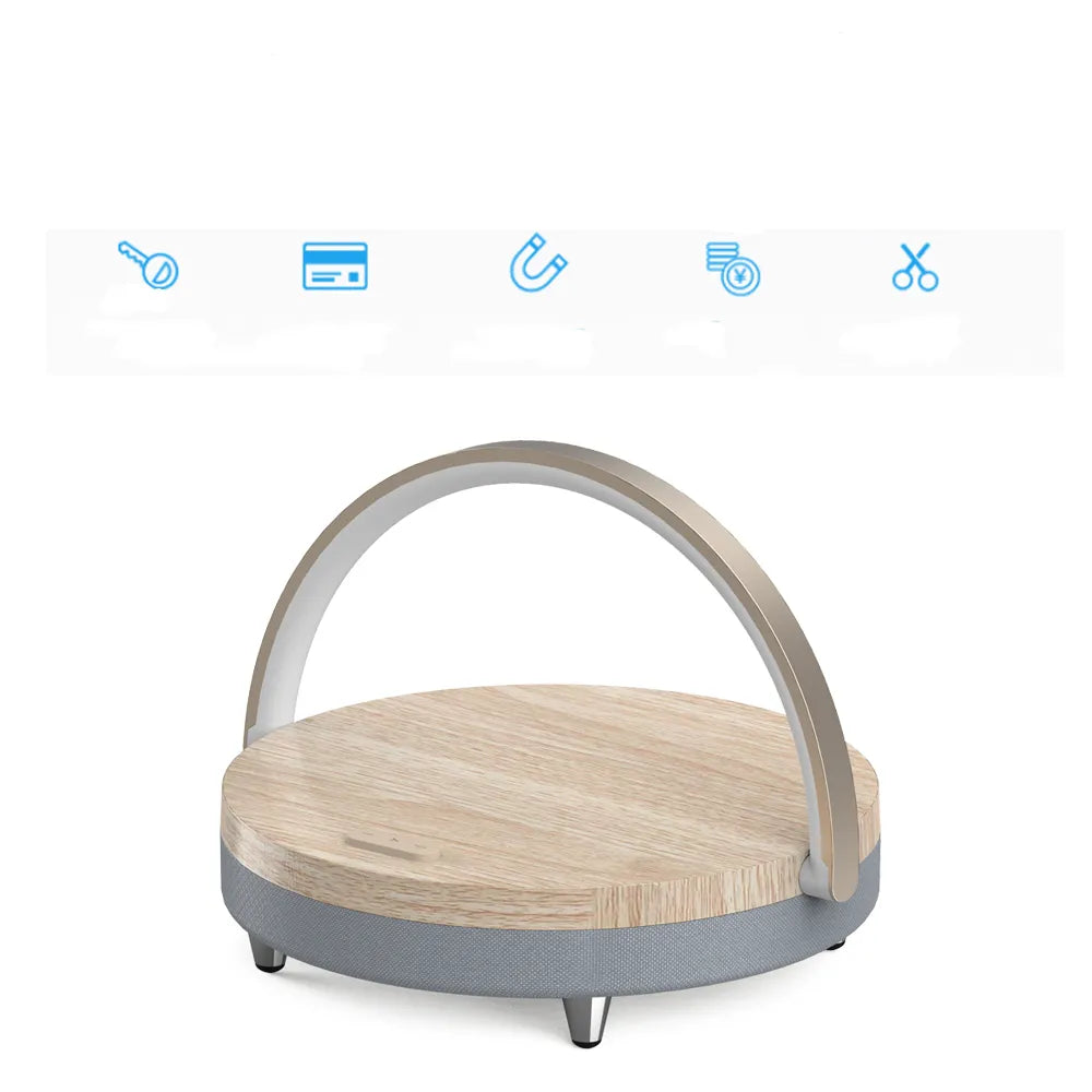 Wood Wireless Chargers LED Lamp Bluetooth Speaker