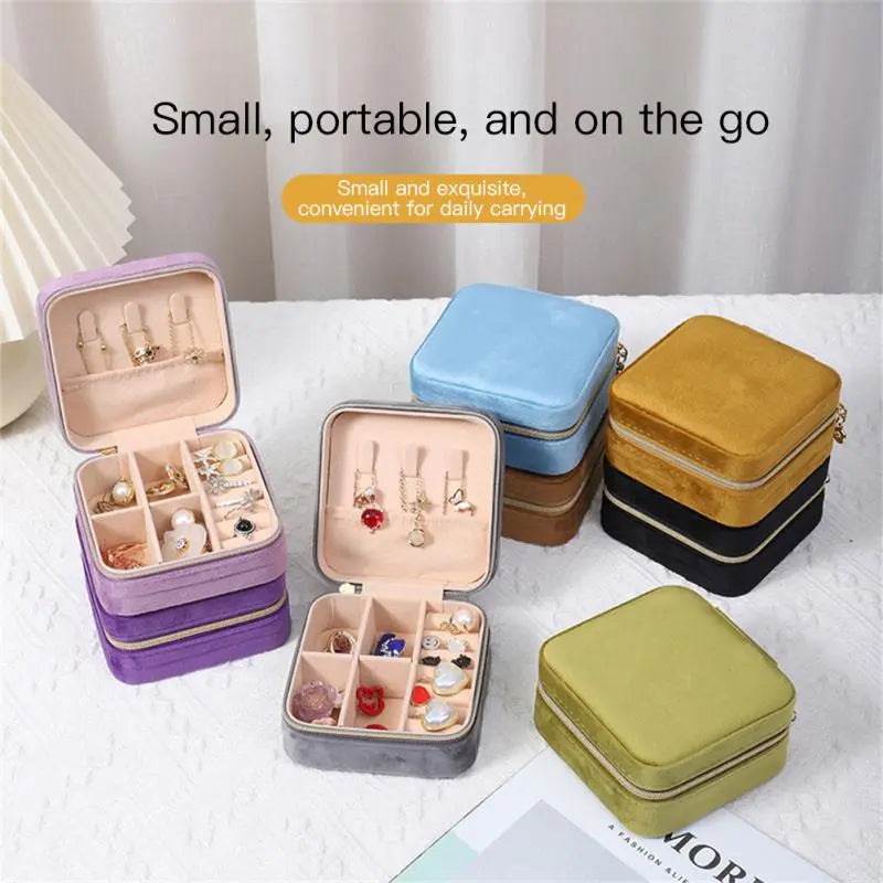 Portable Jewelry Box Gift  Velvet Storage Case Leather Organizer