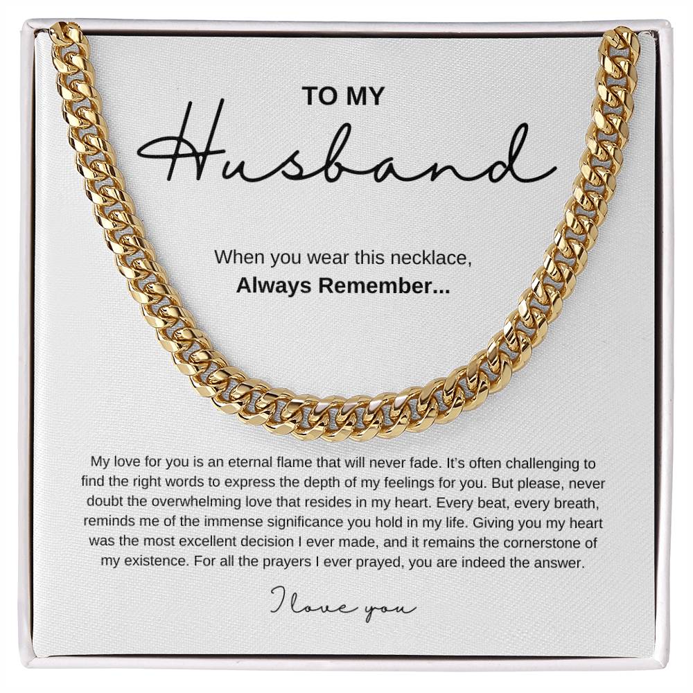 Cuban Link Chain Necklace with Message Card for Husbands