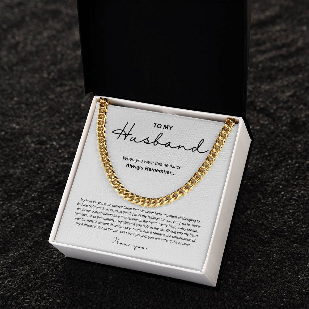 Cuban Link Chain Necklace with Message Card for Husbands