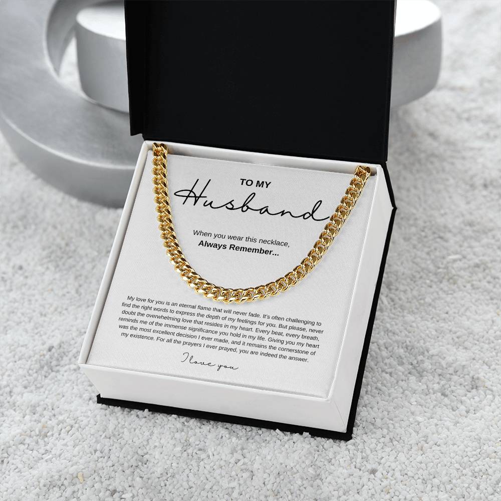 Cuban Link Chain Necklace with Message Card for Husbands