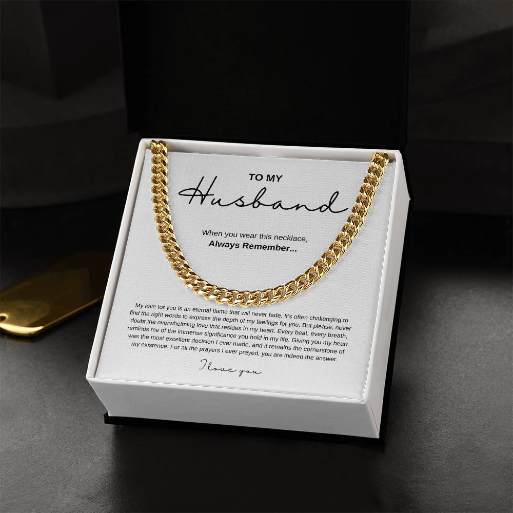 Cuban Link Chain Necklace with Message Card for Husbands