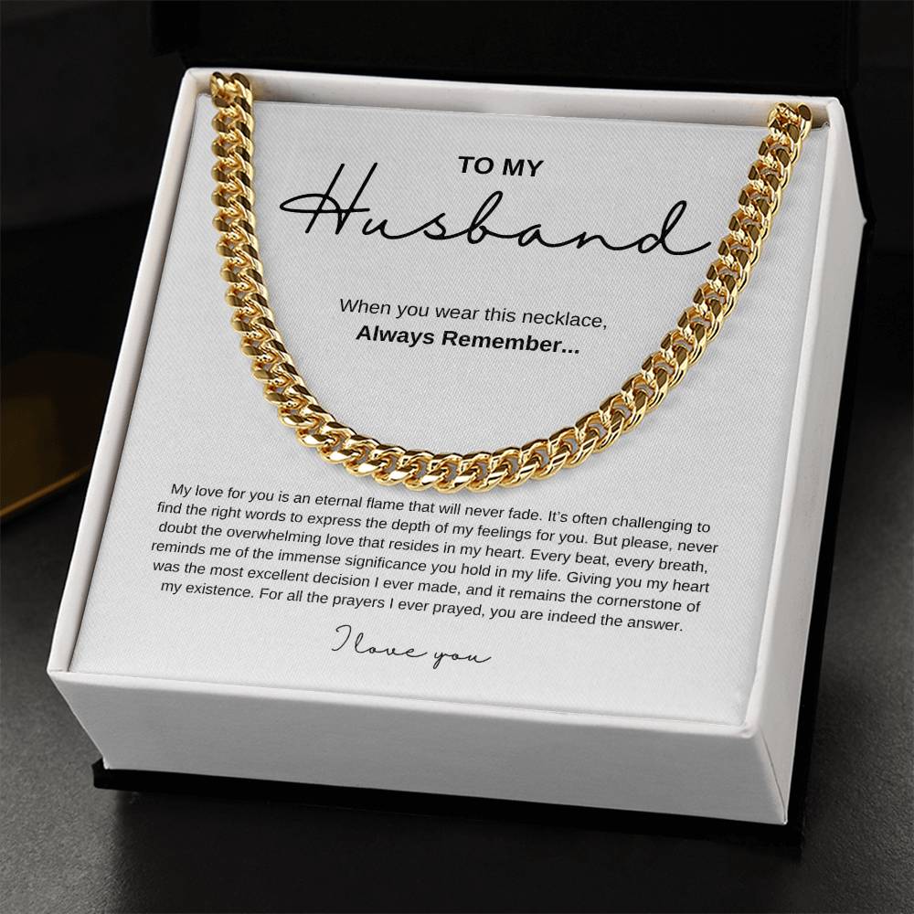 Cuban Link Chain Necklace with Message Card for Husbands