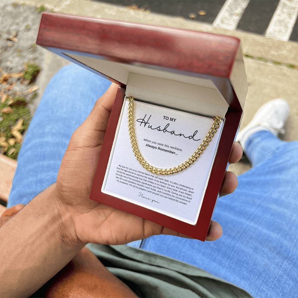 Cuban Link Chain Necklace with Message Card for Husbands