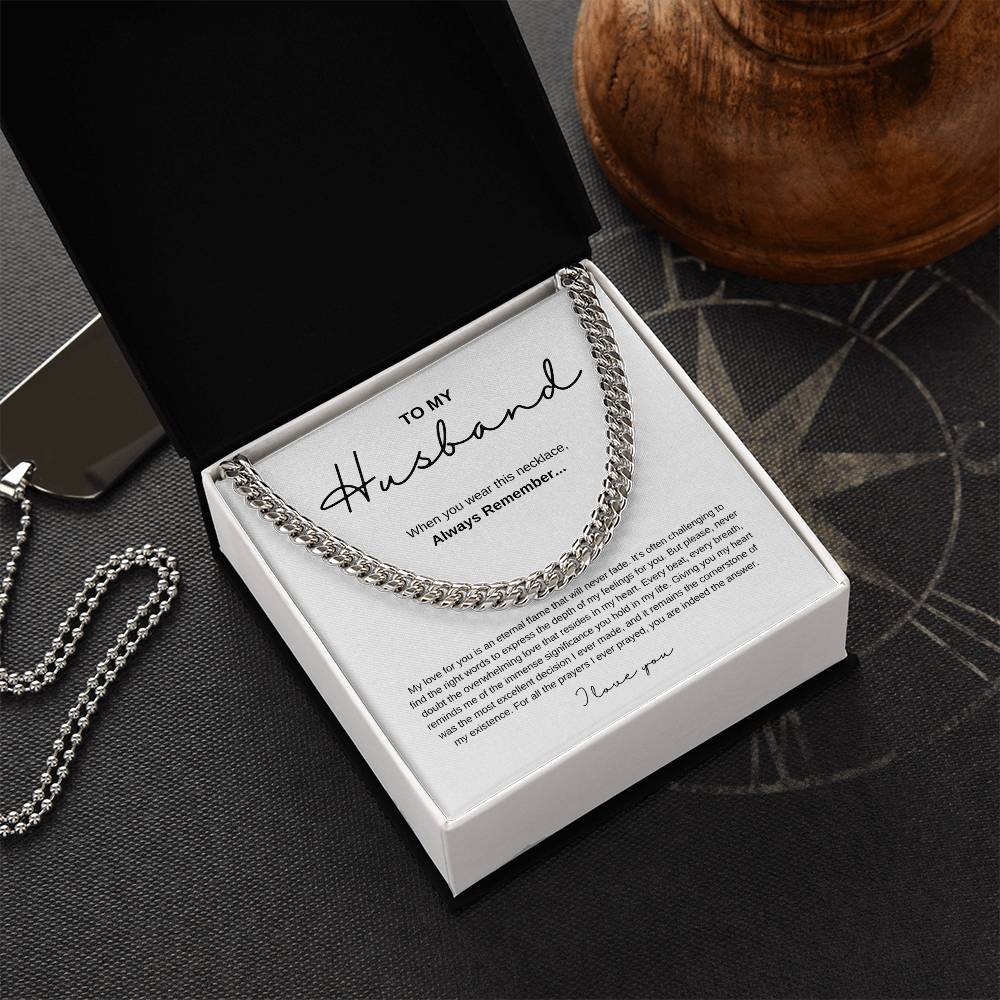 Cuban Link Chain Necklace with Message Card for Husbands