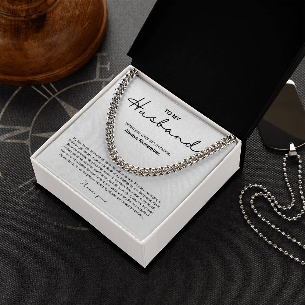 Cuban Link Chain Necklace with Message Card for Husbands