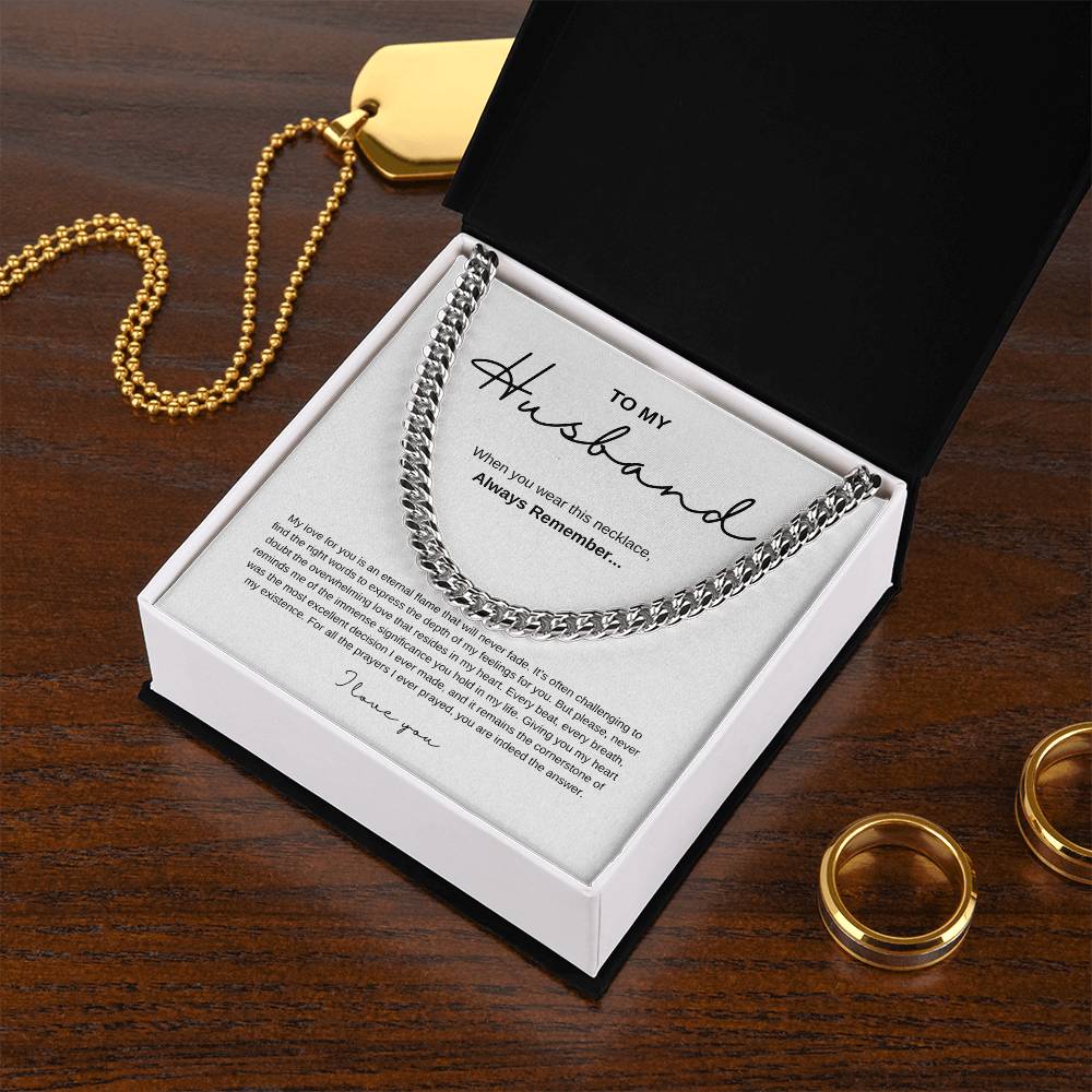 Cuban Link Chain Necklace with Message Card for Husbands