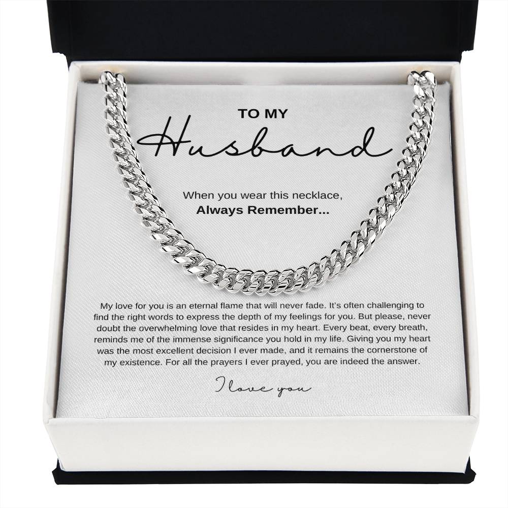 Cuban Link Chain Necklace with Message Card for Husbands