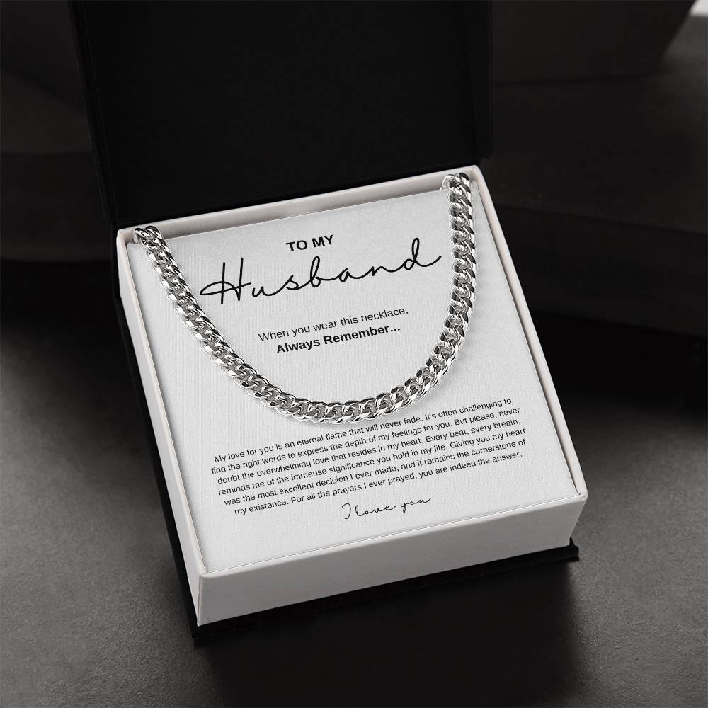 Cuban Link Chain Necklace with Message Card for Husbands