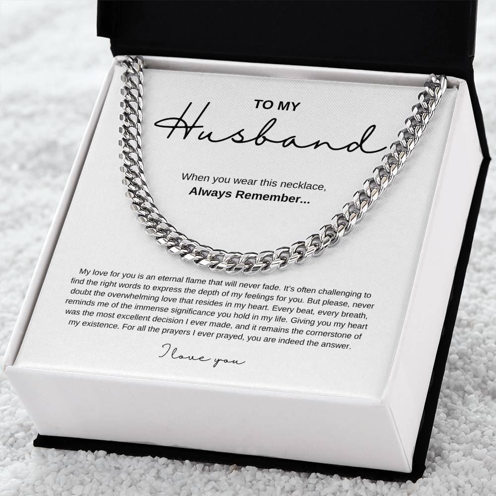 Cuban Link Chain Necklace with Message Card for Husbands