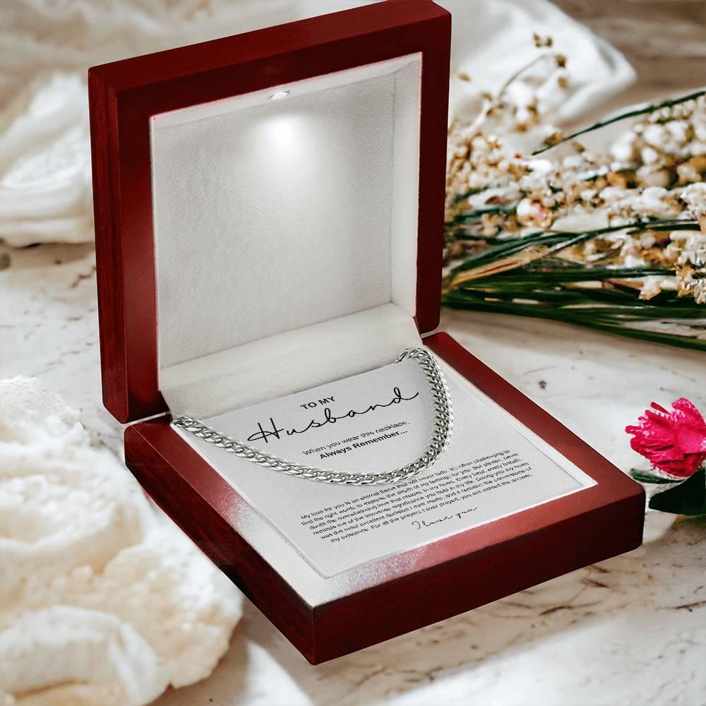 Cuban Link Chain Necklace with Message Card for Husbands