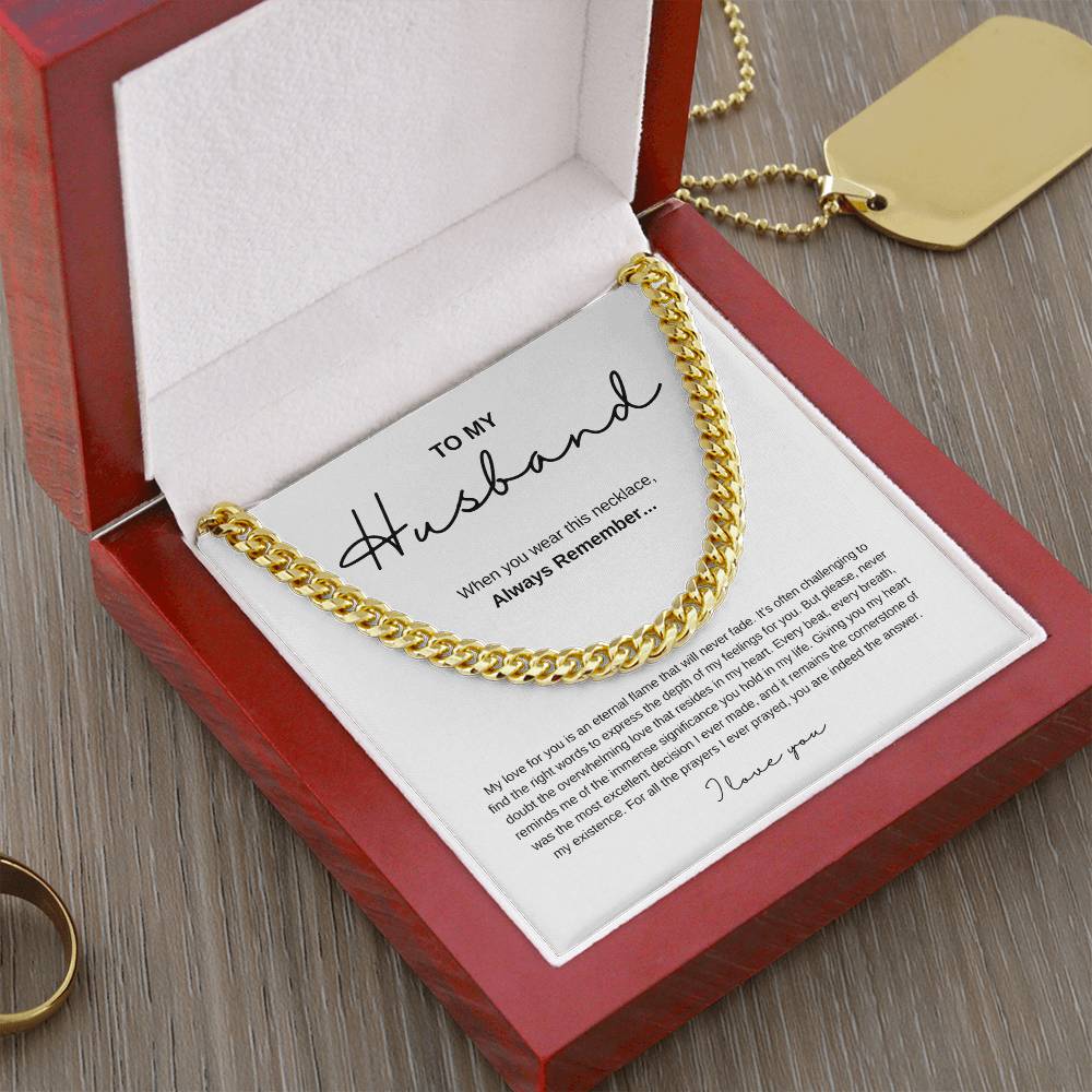 Cuban Link Chain Necklace with Message Card for Husbands