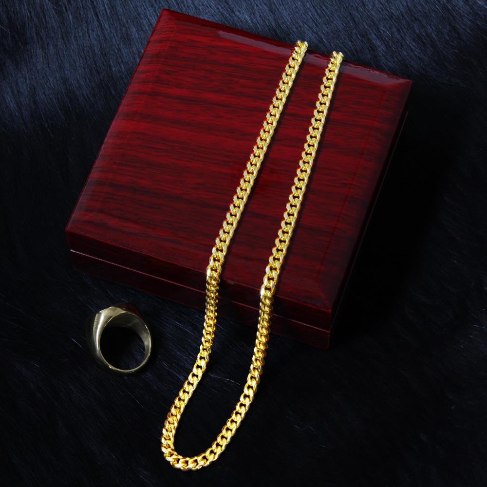 Cuban Link Chain Necklace with Message Card for Husbands