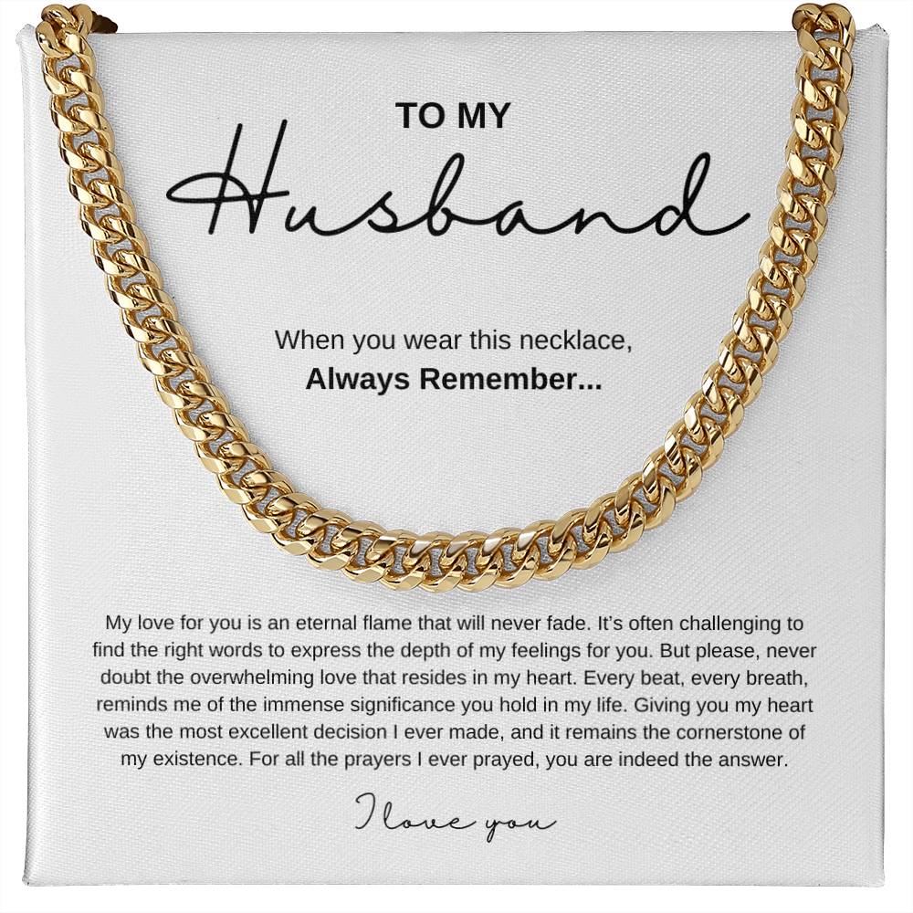 Cuban Link Chain Necklace with Message Card for Husbands