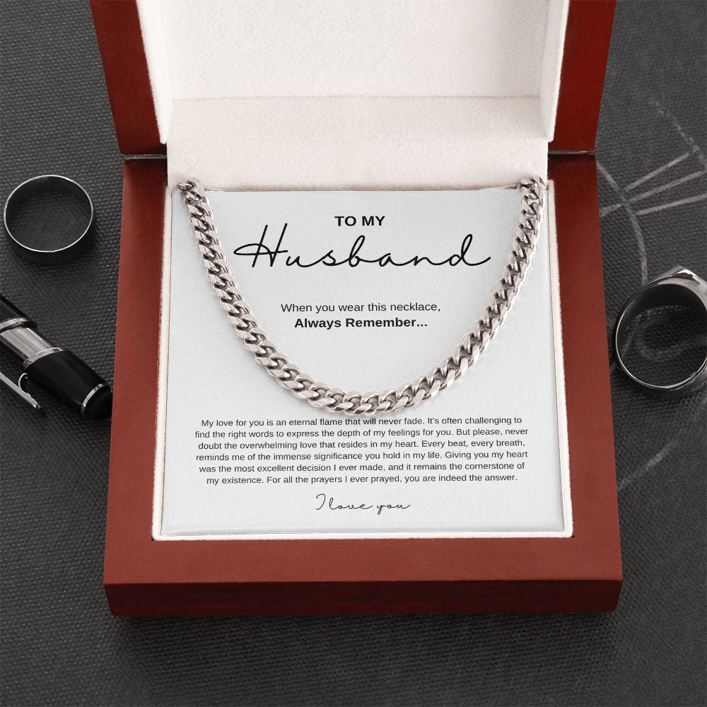 Cuban Link Chain Necklace with Message Card for Husbands