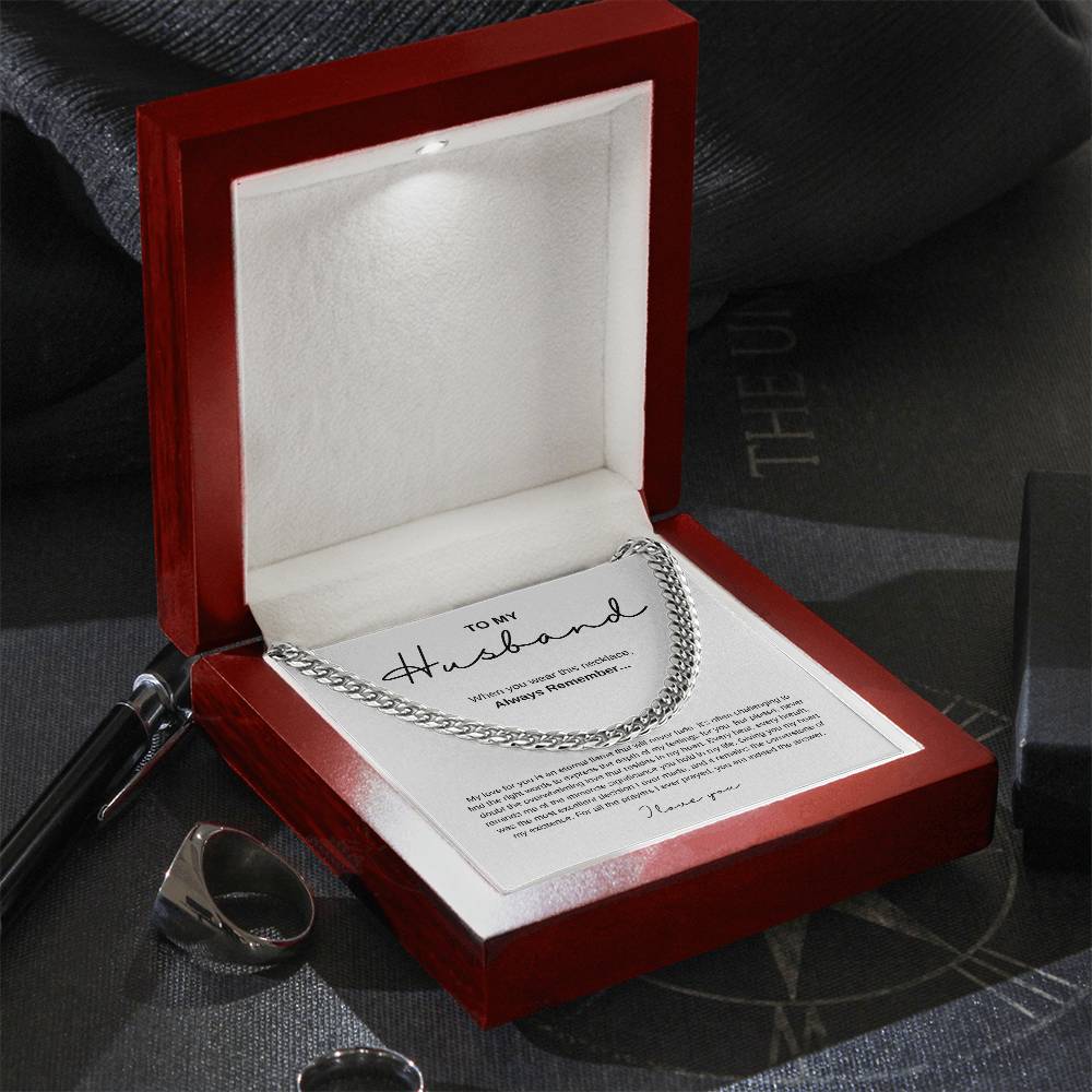 Cuban Link Chain Necklace with Message Card for Husbands