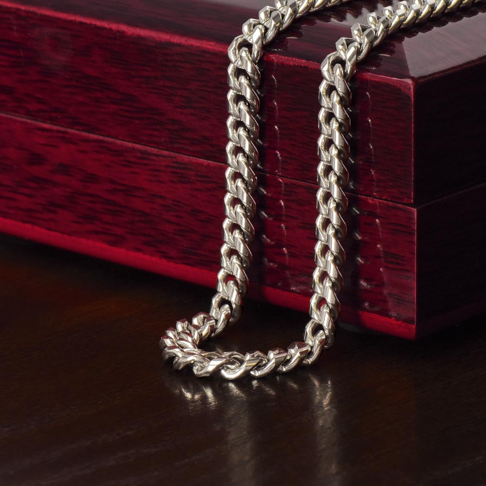 Cuban Link Chain Necklace with Message Card for Husbands