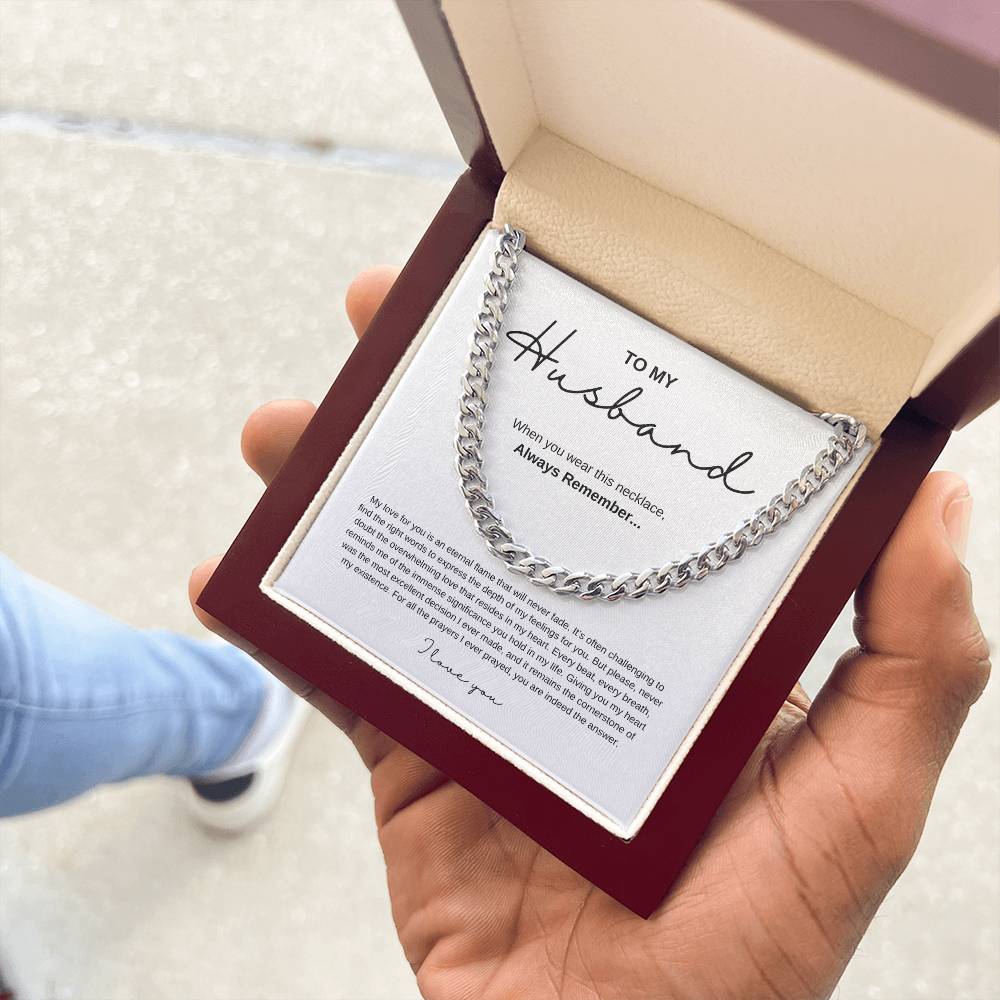 Cuban Link Chain Necklace with Message Card for Husbands