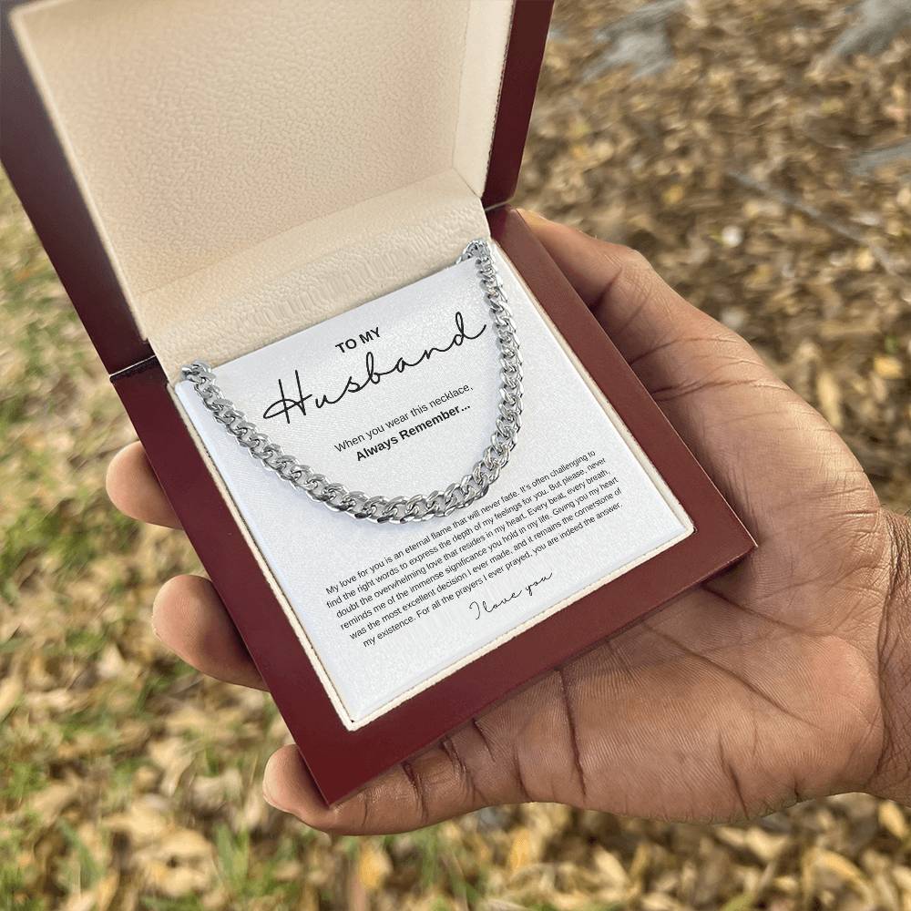 Cuban Link Chain Necklace with Message Card for Husbands