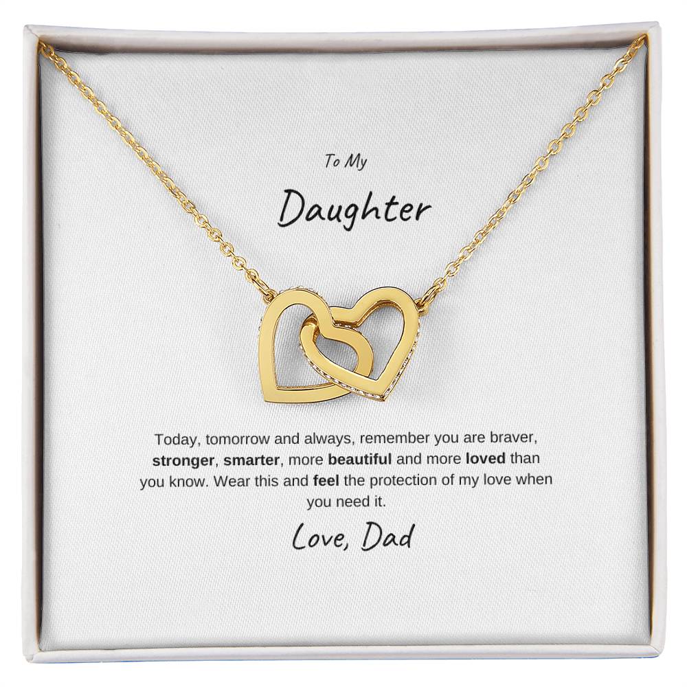 Interlocking Hearts Necklace  Message Card Gift To Daughters