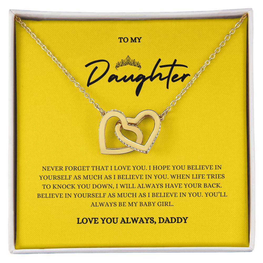 Interlocking Hearts Necklace Gift with Message Card for Daughters