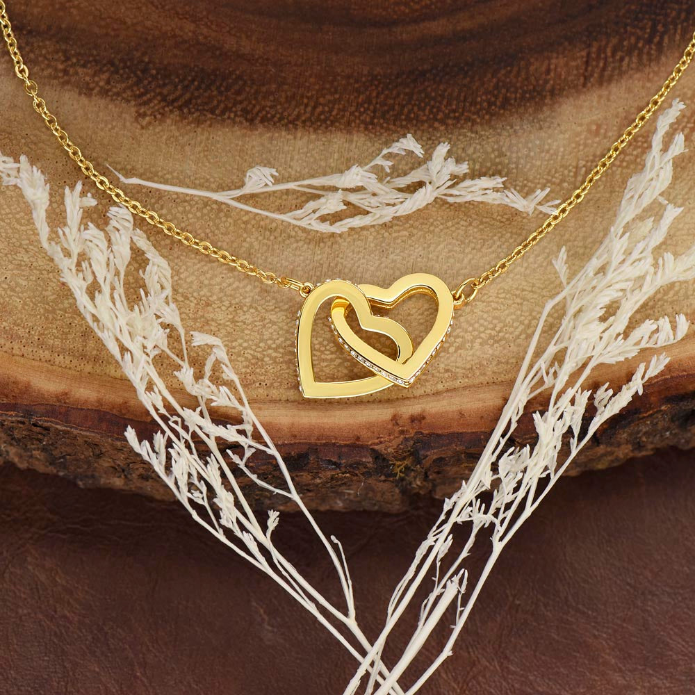 Interlocking Hearts Necklace Gift with Message Card for Daughters