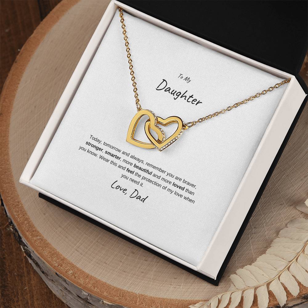 Interlocking Hearts Necklace  Message Card Gift To Daughters