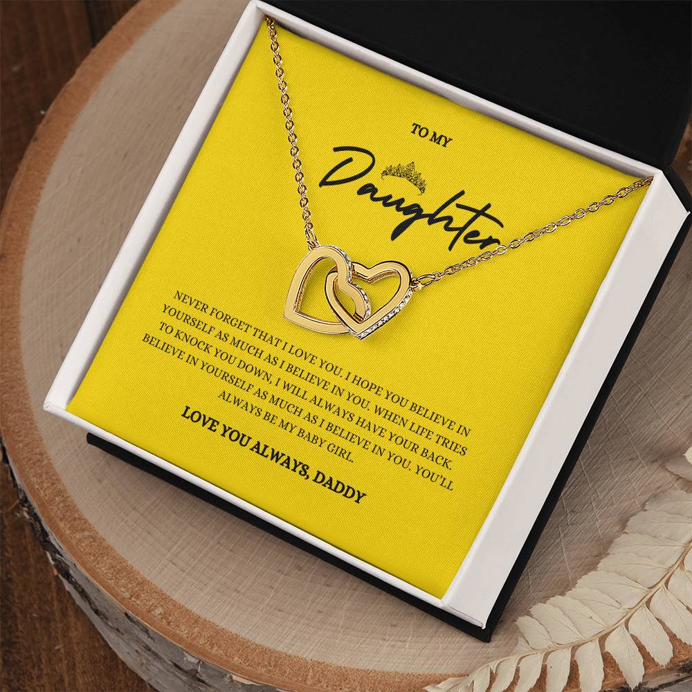 Interlocking Hearts Necklace Gift with Message Card for Daughters